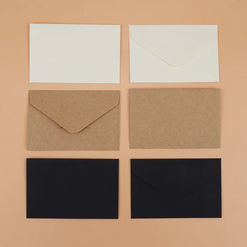 40PCS Classical White Black Kraft Blank Mini Paper Window Envelopes Wedding Invitation Envelope Gift Envelope