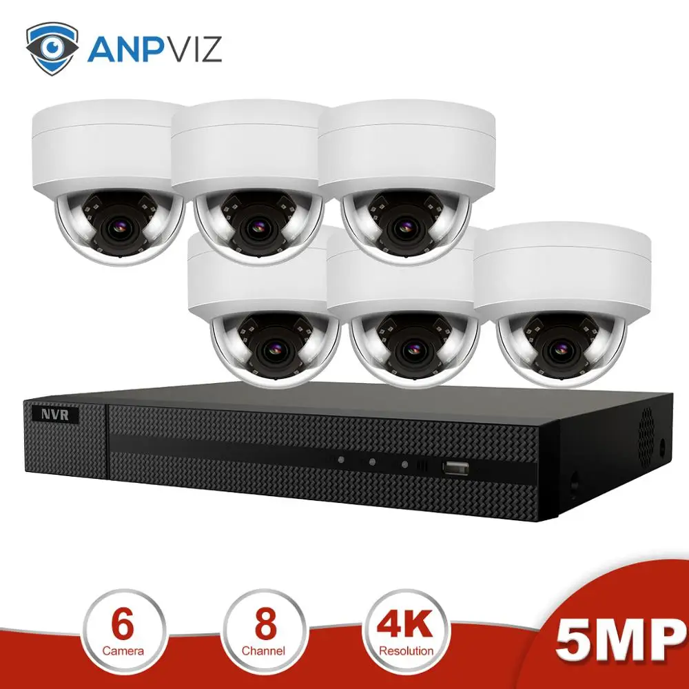 Anpviz 8CH 4K NVR 5MP POE IP Camera Home/Outdoor Security System Kits H.265+ ONVIF Network Cams CCT