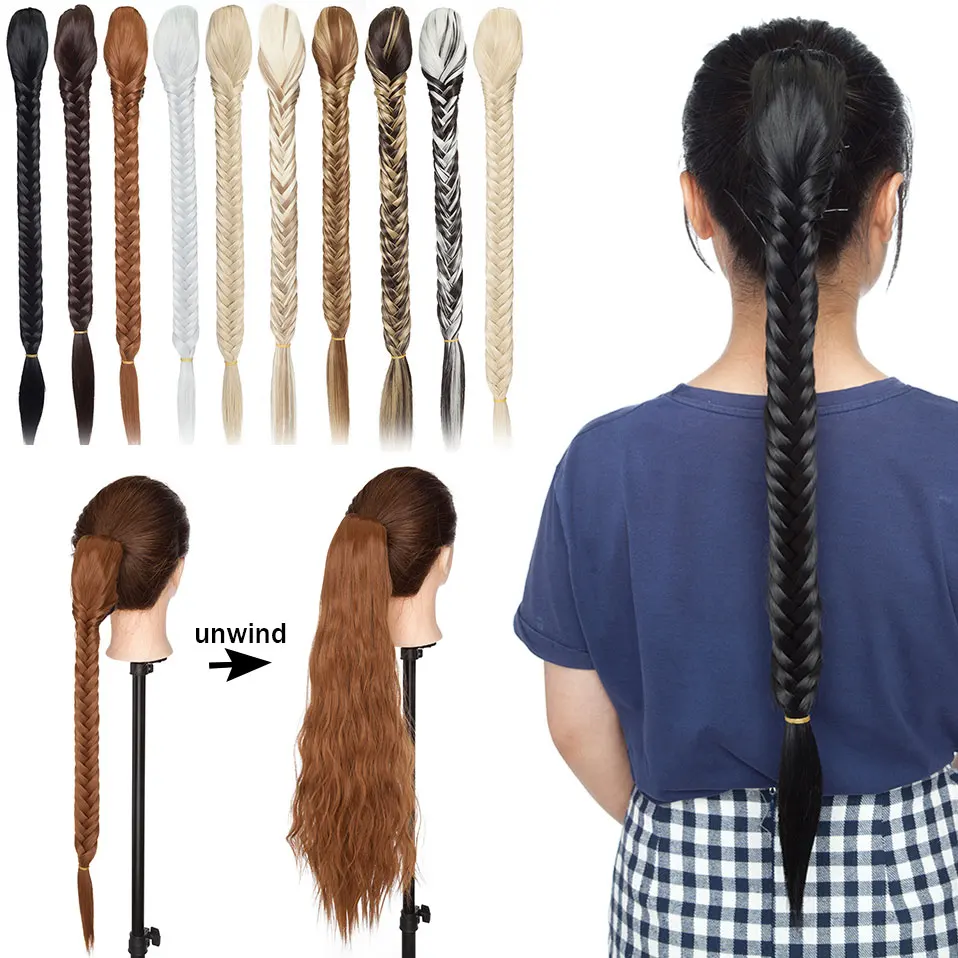 S-noilite Syntheitc Big Grab Ponytail Hair Extension Claw Clip In Ponytail Extension Hair Fake Hairpiece For Women Daily Party