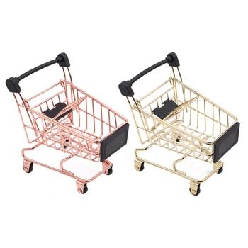 

Creative Storage Basket Simulation Mini Shopping Cart Supermarket Trolley Debris Storage Boxs Mini Supermarket Handcart Toy