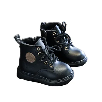 

Kids Boots Martin 2020 New Snow Rubber Boots for Children Girls PU Leather Winter Shoes for Girls Velvet Short Ankle Boots