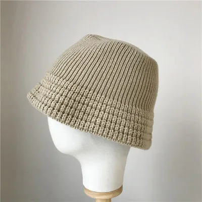 beige Японский и корейский стиль осень и зима толстый вязаный шерстяной ведро рыбак шляпа дамы диких удобные таз шляпа - Цвет: beige