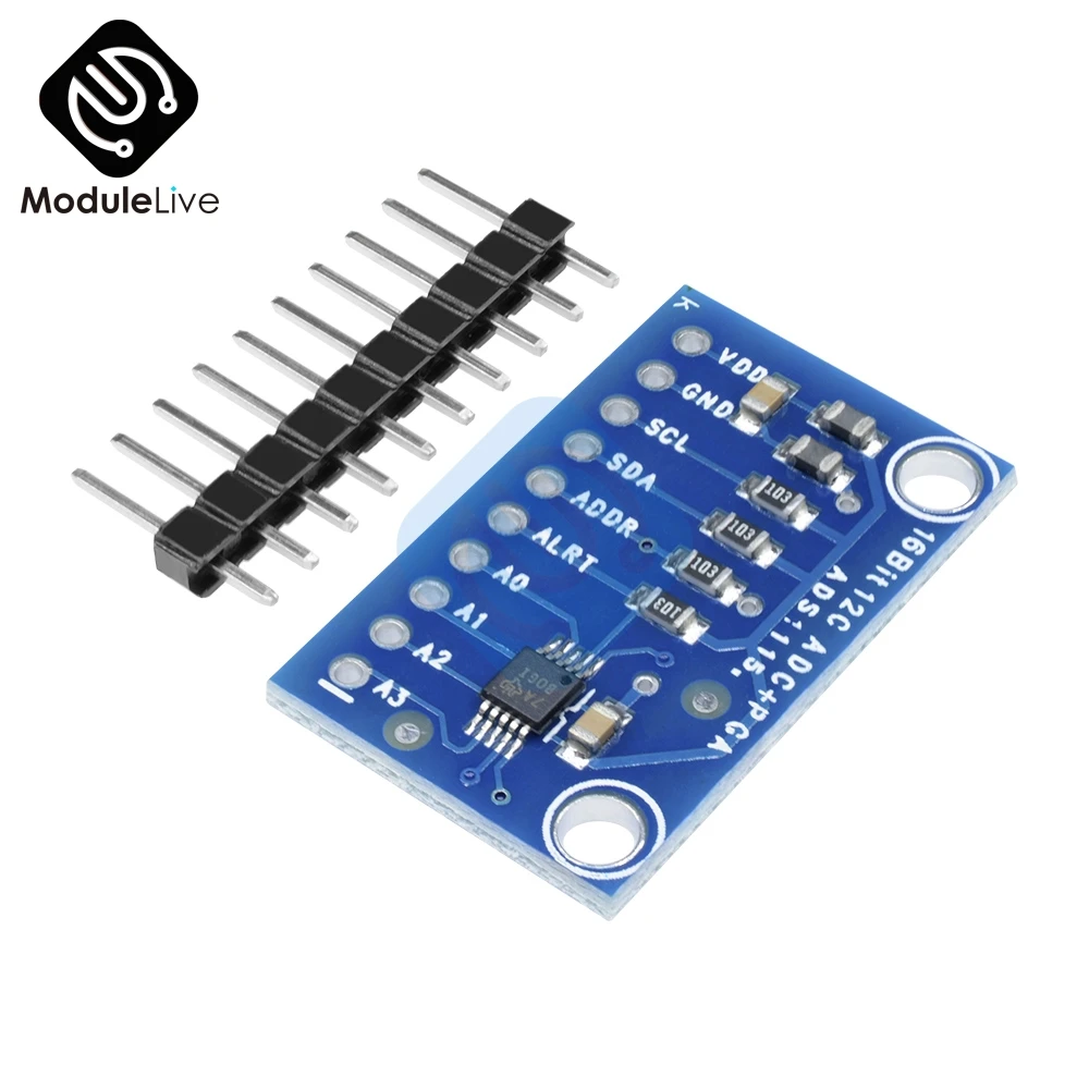 Модуль ADC 16 бит I2C ADS1115 ультра-компактный 16-точный 4-канальный с усилителем Pro Gain для