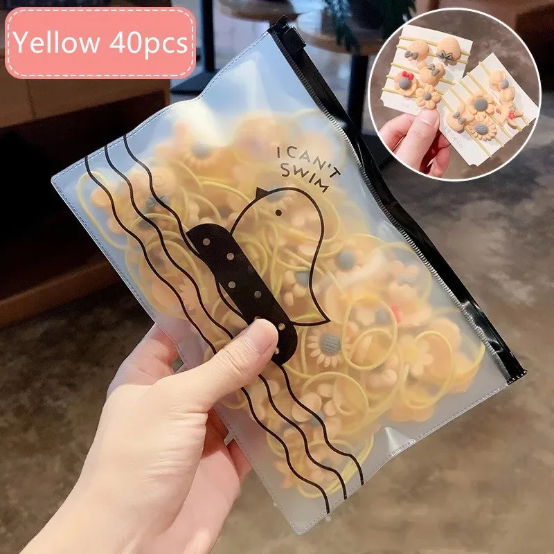 Yellow 40pcs 40/50 шт./пакет стильная футболка с изображением персонажей видеоигр эластичные резинки для волос, резинки Цветочные резинки для волос аксессуары для девочек резинки для волос резинки резинка для волос - Цвет: Yellow 40pcs