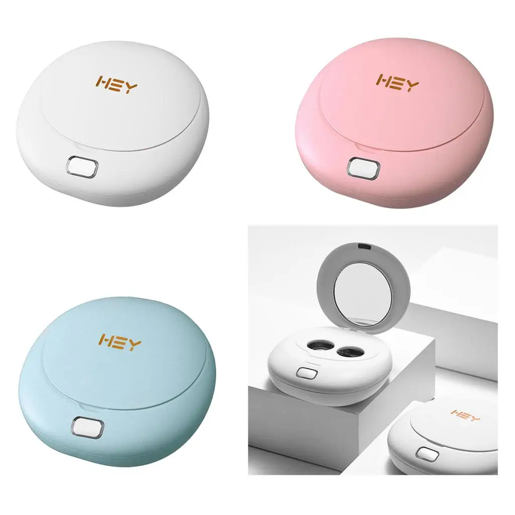 Portable Contact Lens Cleaner Case Box Auto Rotation Cleaning for Travel
