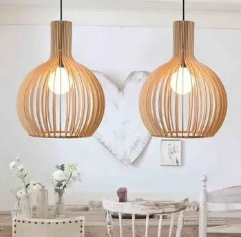 

Handmade Lamps Elegant Wood Basket Chandelier Light Pedant Modern Nordic style Lampshade Ceiling Pendant lamp