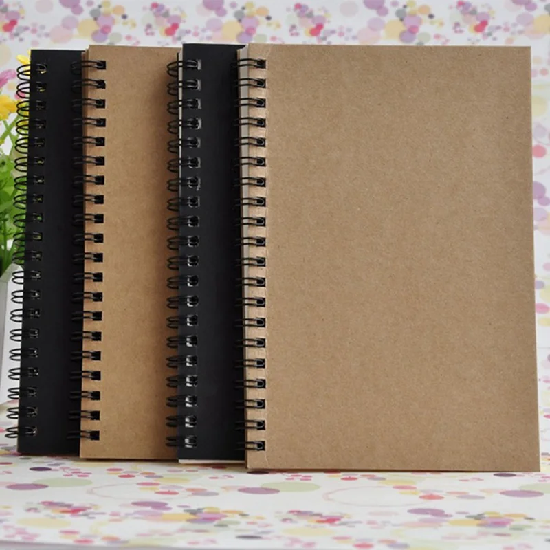 

Diary Blank&kraft Inner Pages Students Notebook Business Retro Simple Coil Sketch Notebook Painting Notepad Kraft Paper