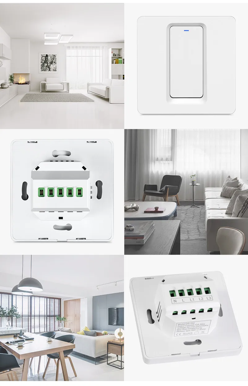 Tuay ZigBee переключатель работает с Tuya ZigBee концентратор сенсорный переключатель наклейка SmartLife приложение управление питание от TuYa настенный выключатель 110 В 220 В