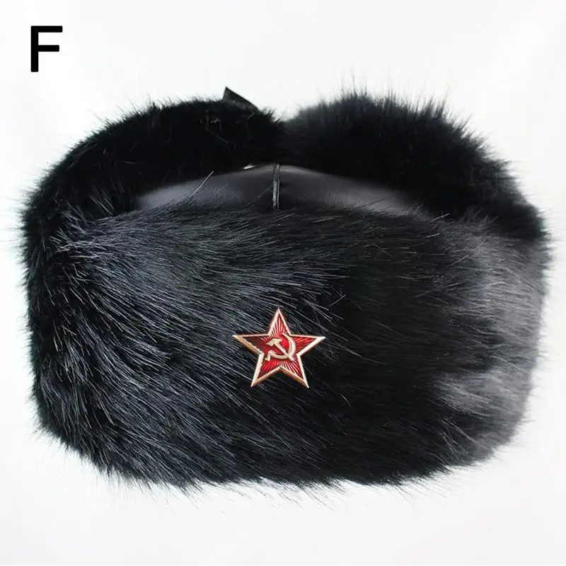 Soviet Badge Hat Pu Waterproof Padded Earmuffs Russian Warm Hat Women Earmuffs Outdoor Warm Hat Padded And Hat Men M3Z3 mens winter bomber hats