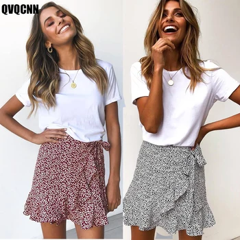 

2019 New Arrival Womens Casual Retro High Waist Party Short Print Skirt In stock cheap sexy skirts saia midi skirts womens