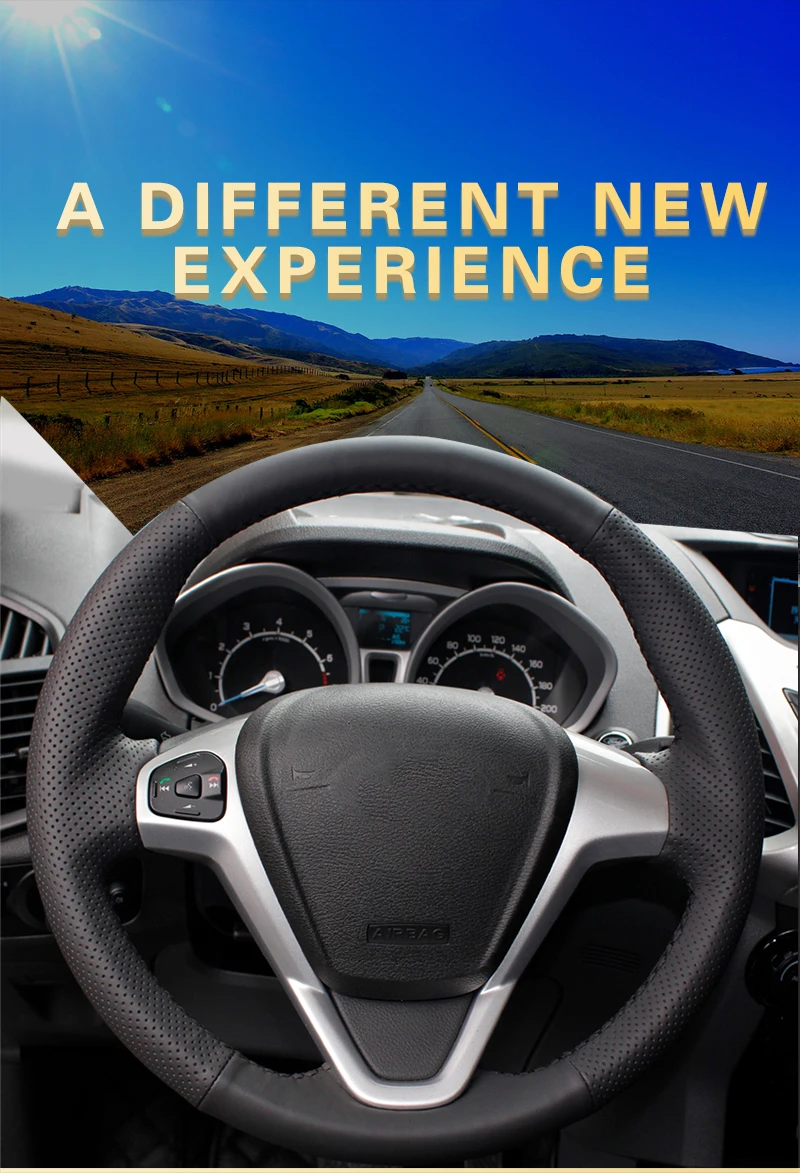 Автомобильная оплетка на рулевое колесо для Ford Fiesta 2008-2013 Ecosport 2013- автомобильный Стайлинг Авто рулевое покрытие кожа