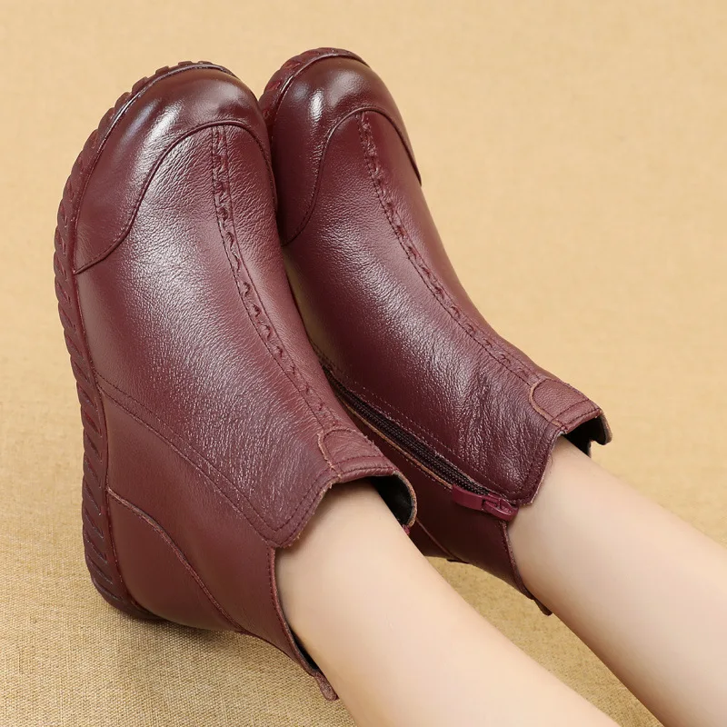 GKTINOO/зимние женские ботильоны из натуральной кожи; женская повседневная обувь; женские теплые зимние ботинки на плоской подошве; женская обувь