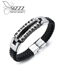 21 см длина 13 мм широкий прямой поставка из нержавеющей стали ювелирных украшений, браслетов мужской кожаный браслет