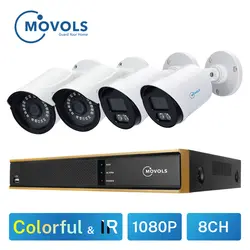 Movols 2MP CCTV AHD 2 * красочные и 2 * ИК ночного видения Открытый водонепроницаемый видео комплект камеры наблюдения 8CH камера видеонаблюдения