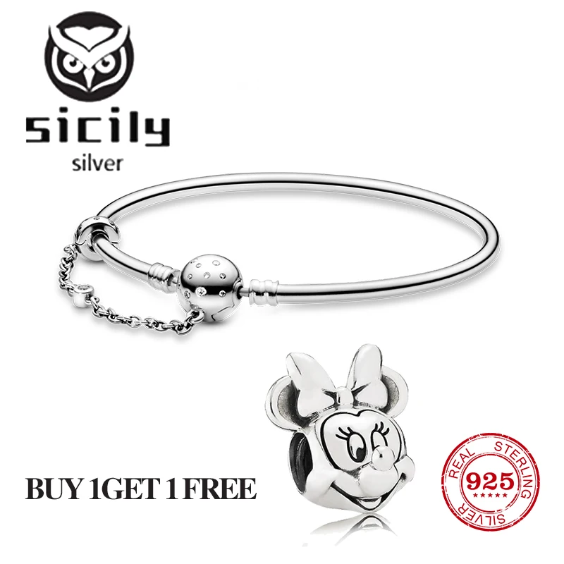 

Sicily Authentic original logo 925 sterling silver pando charm chain bracelet for women fashion luxury snake bracelet jewelry