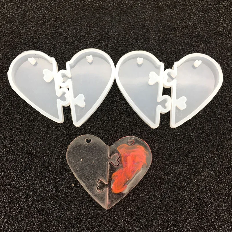 2Pcs Heart Locks for Lovers Pendant Liquid Silicone Mold DIY Epoxy Resin Mould Jewelry Maing Tools