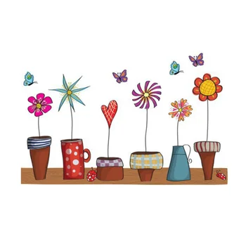 

2pcs Flower Pot Wallpaper Fashion Background Wall Decorative Sticker for Living Room