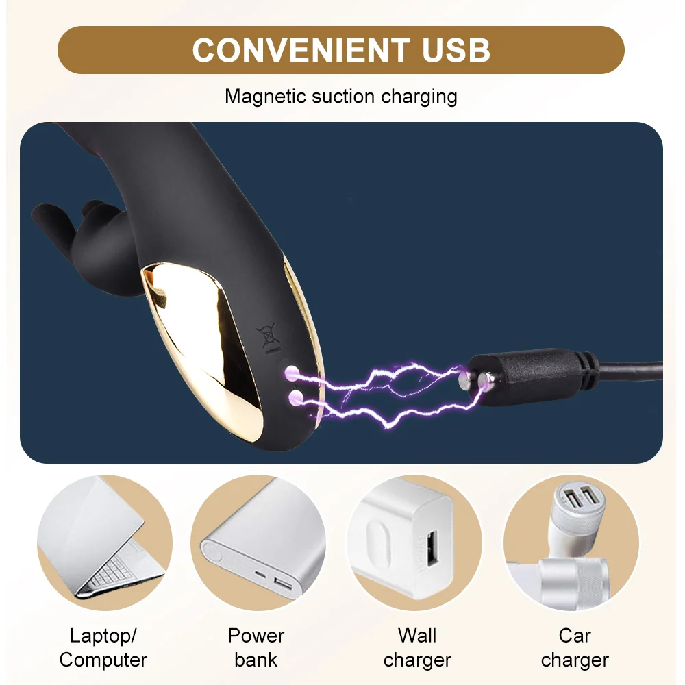 Dildo Rabbit Vibrator 10 Speed Strong Vagina Massager G-spot Clitoris Double Stimulator Female Masturbator Sex Toys For Woman 5