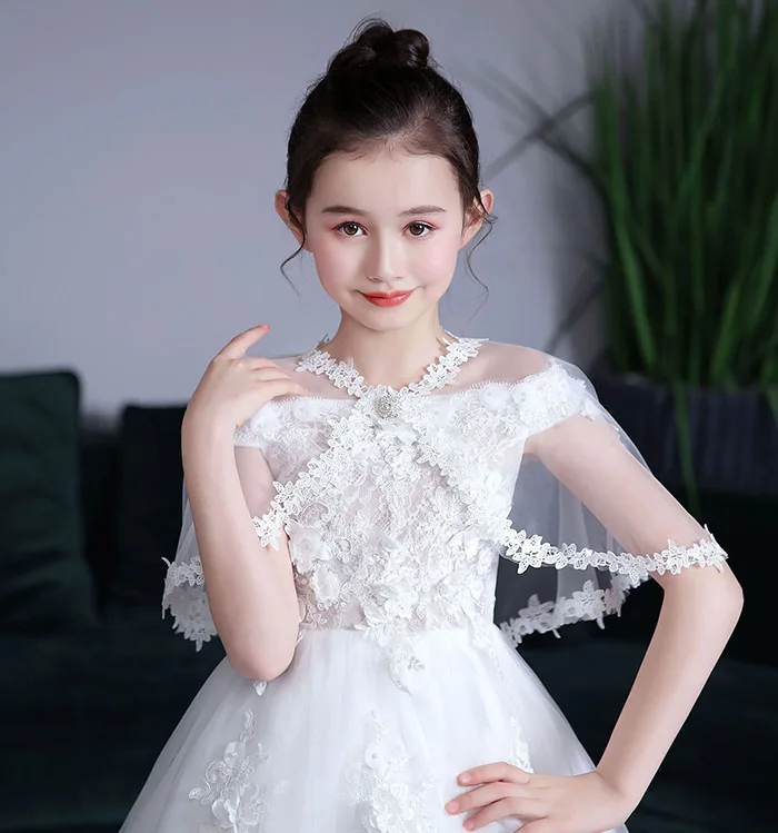 Kids Girls White Beige Tulle Mesh Wraps Lace Children Bolero Short Wedding Jacket Summer Shawls Lace Cape Cover Over Shoulders cheap winter coats