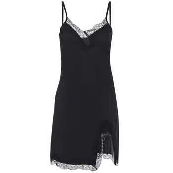 

New Sleeveless Lace Patchwork V-neck Sexy Mini Slip Night Dress Summer Women Streetwear Outfits Sleep Wear