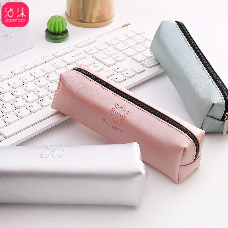 

1187 South Korea Simple Pencil Case Hipster Large-Volume Men And Women for Creative Stationery Box Pu Storage Pencil Case Statio