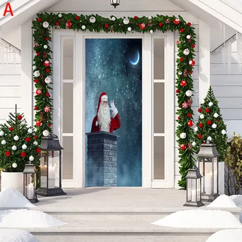 

Door Stickers Christmas Decoration Door Stickers 3D Simulation Removable Waterproof Wall Stickers Home Decoration Stickers & Pos