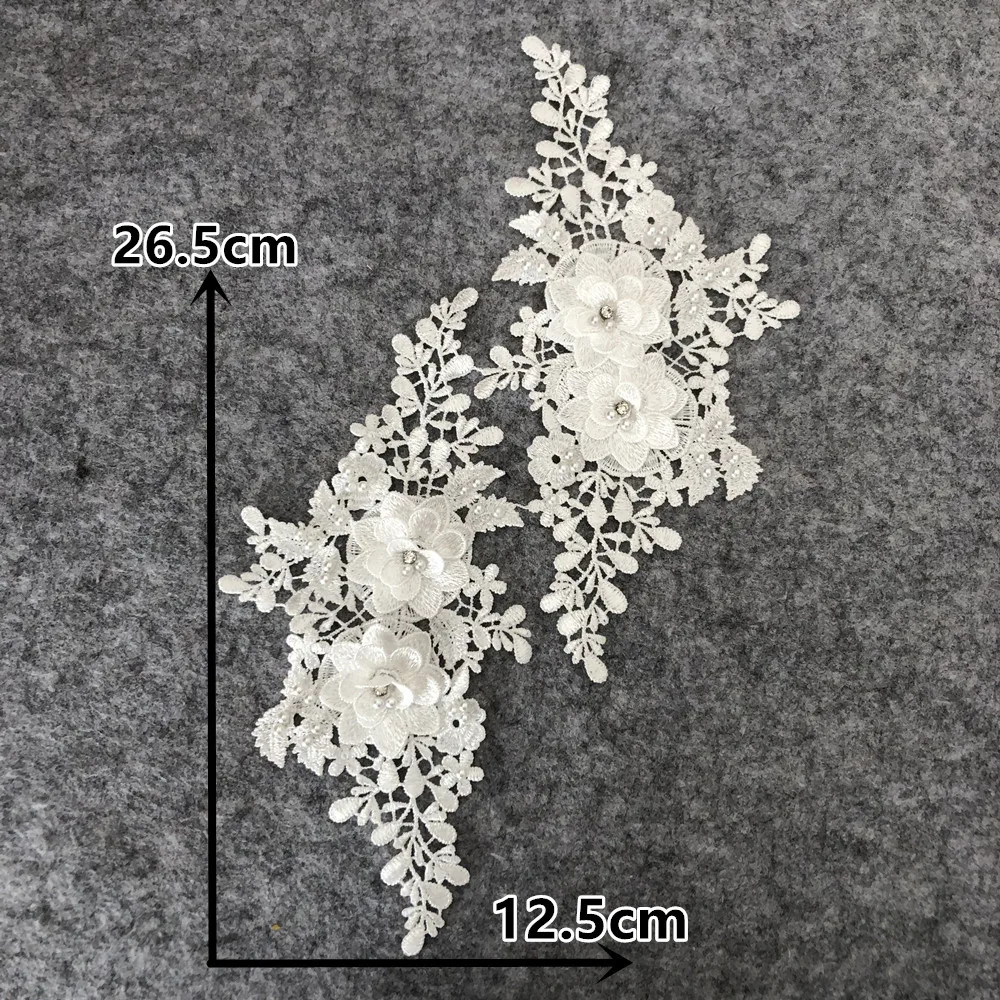 Цветок полиэстер пара полые ABS жемчуг 3D Стразы Кружева платье Великолепная вышивка кружева процесс для шитья