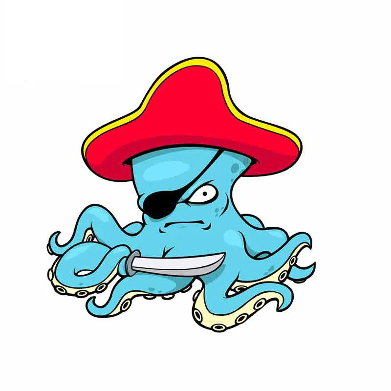 

Funny Car-Stickers and Decals Pirate Octopus with Red Hat and Dagger Vinyl for Window Trunk Bumper Car Accessories KK13*13cm