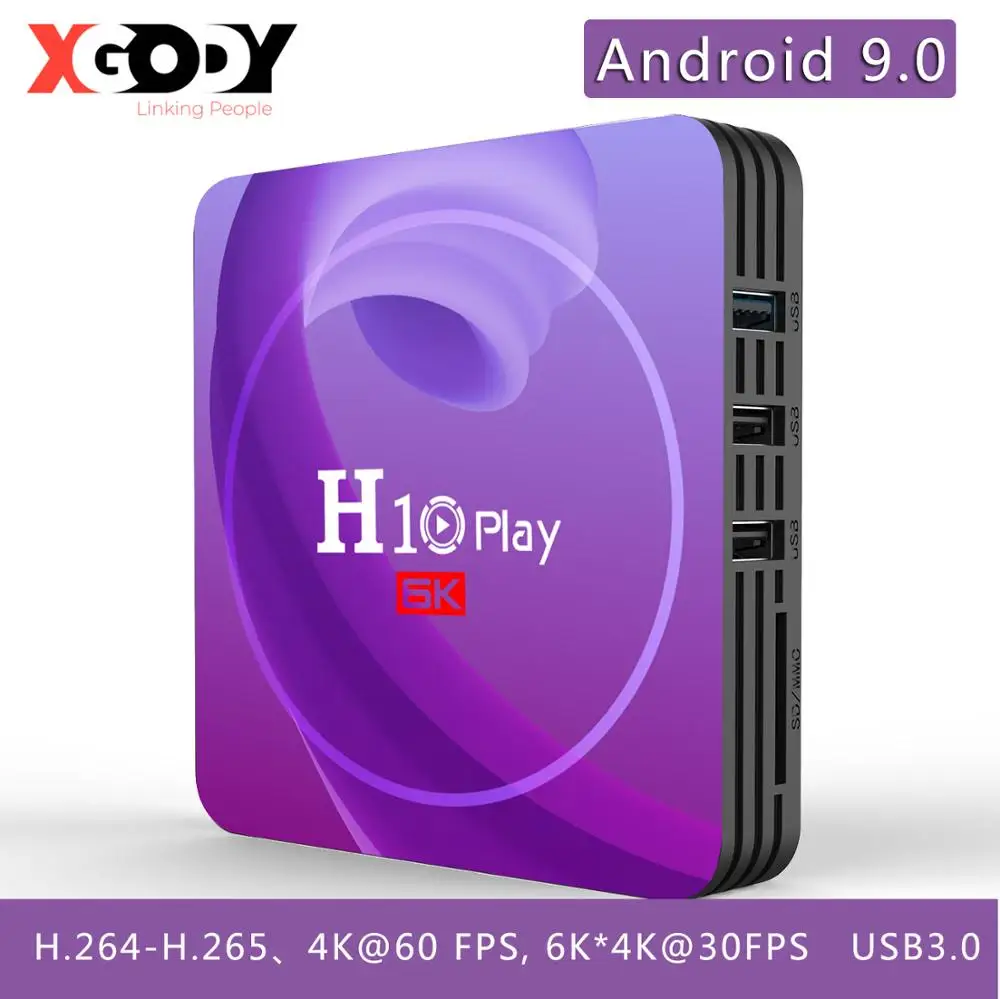 ТВ-приставка H10 Play с Wi-Fi 6k HD четырехъядерный 64-разрядный медиабокс на базе Android 9 0 4