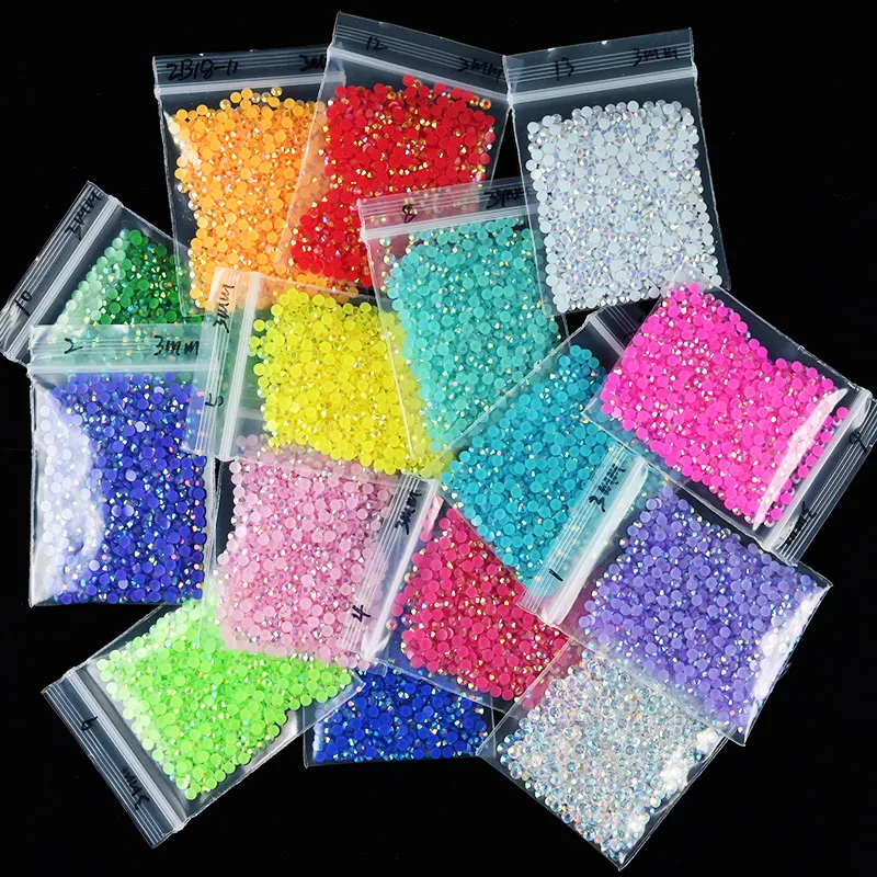 1000pcs/Bag (3mm/4mm/5mm) Resin Rhinestone Jelly AB Colors Rhinestones