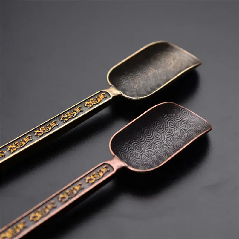 Teaspoon Alloy Long Handled Gold One Scoop Teaspoon Decorative Tea Leaf