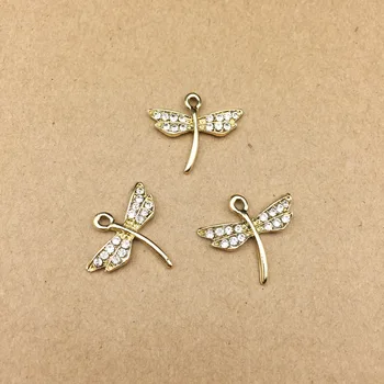 

10pcs 20x20mm crystal dragonfly charms for jewelry making earring pendant necklace and bracelet charms