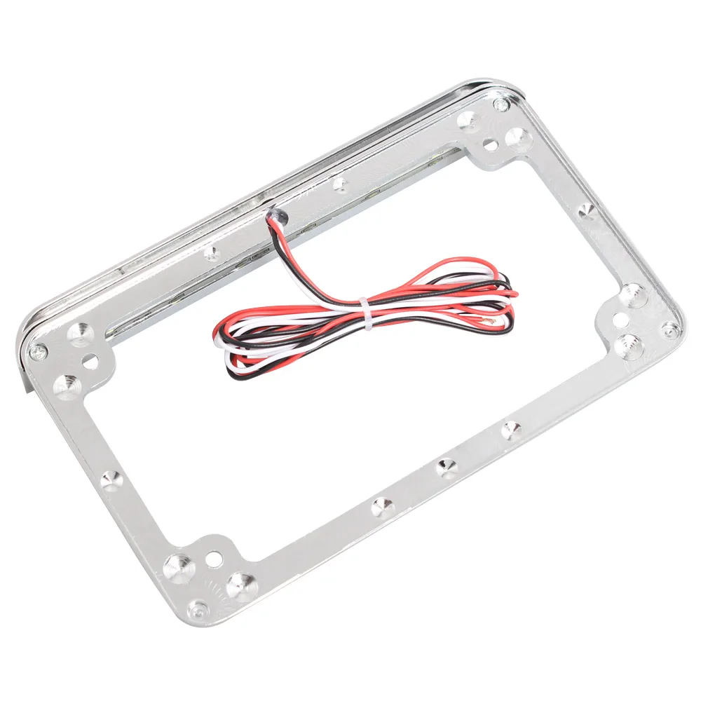 Motorcycle LED License Plate Frame With LED Tail Light License Holder Light Universal For Harley Cafe Racer Custom