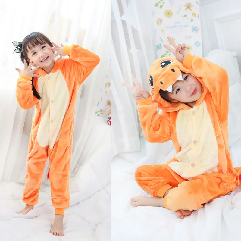Фланелевый комбинезон с единорогом для мальчиков и девочек; пижамный комплект с леопардовым принтом; одежда для сна с животными; зимние комбинезоны кигуруми; детские комбинезоны - Цвет: L026