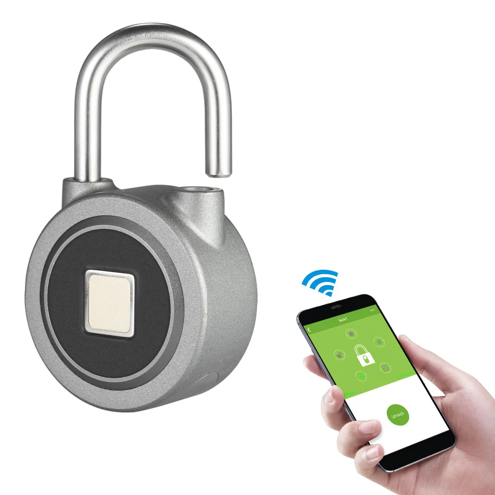 BT Fingerprint Smart Keyless Lock APP Button Password Unlock Waterproof Anti-Theft Padlock Door Lock for Android iOS System