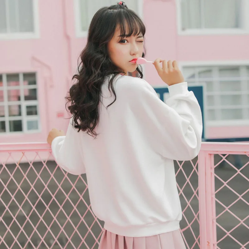 Новинка весны 2018 женские толстовки Harajuku персиковый вышитый свитер с длинным