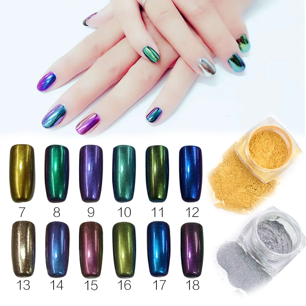 

Manicure Magic Mirror Effect Powder 12 Color Aurora Electroplated Mirror Fantasy Powder Nail Glue Set Manufacturers Wholesale