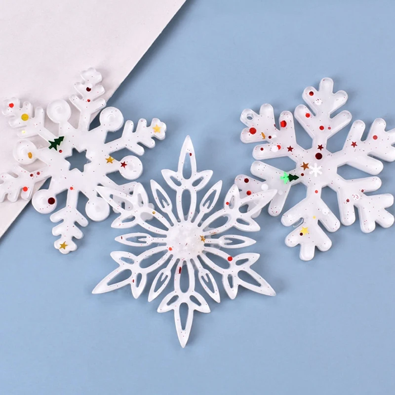 

1pc Crystal Epoxy Resin Mold Snowflake Pendant Casting Silicone Mould DIY Crafts Decorative Making Tool 23x8.8cm