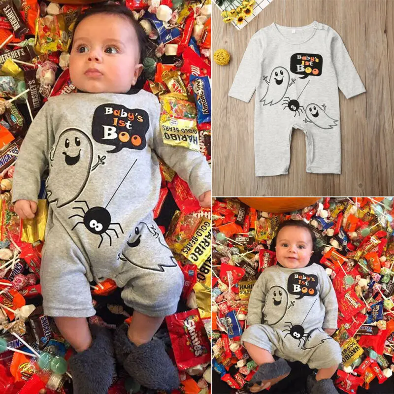 Emmababy Halloween Baby Boys Girls Ghost Overall Romper Jumpsuit Playsuit Outfits Costume