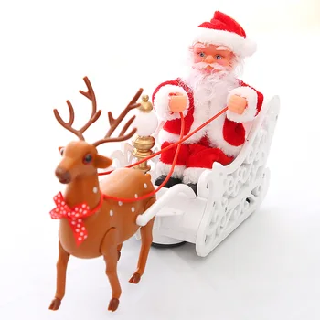 

2019 Hot Christmas Electric Toys Can Sing Deer Carts Santa Claus Winter Baby Favorite Xmas Toys