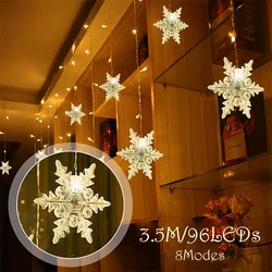 Christmas Snowflakes LED String lights Flashing Lights Curtain Light Waterproof Holiday Party Connectable Wave Fairy Light 3.5M