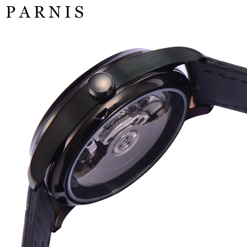 43 мм Парнис автоматические механические Для мужчин мужские часы Мощность резерв