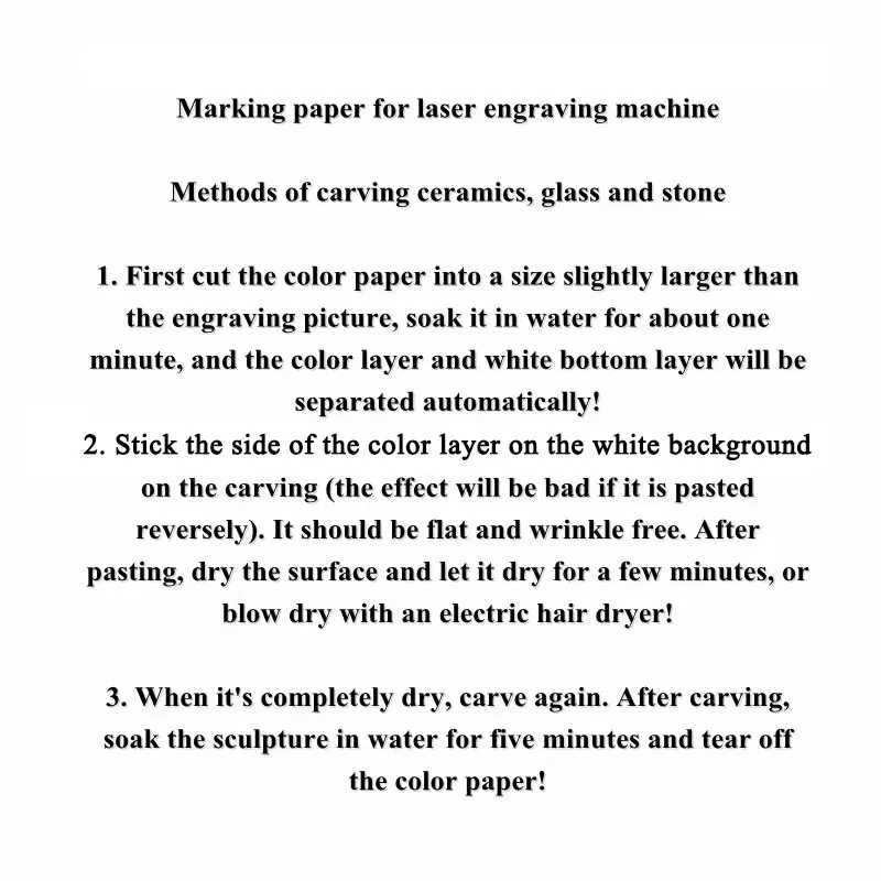 5 Sheet Carved Colored Paper For CO2 Fiber Laser Marking Engraving