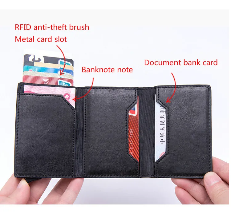 Dwts Rfid Id Card Holder Чехол для мужчин кожаный металлический кошелек мужской кошелек для монет женский мини карбоновый держатель для кредитных карт на молнии