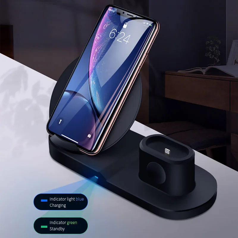 3 в 1 беспроводная зарядная подставка для iPhone 8 X XR XS Беспроводная док станция