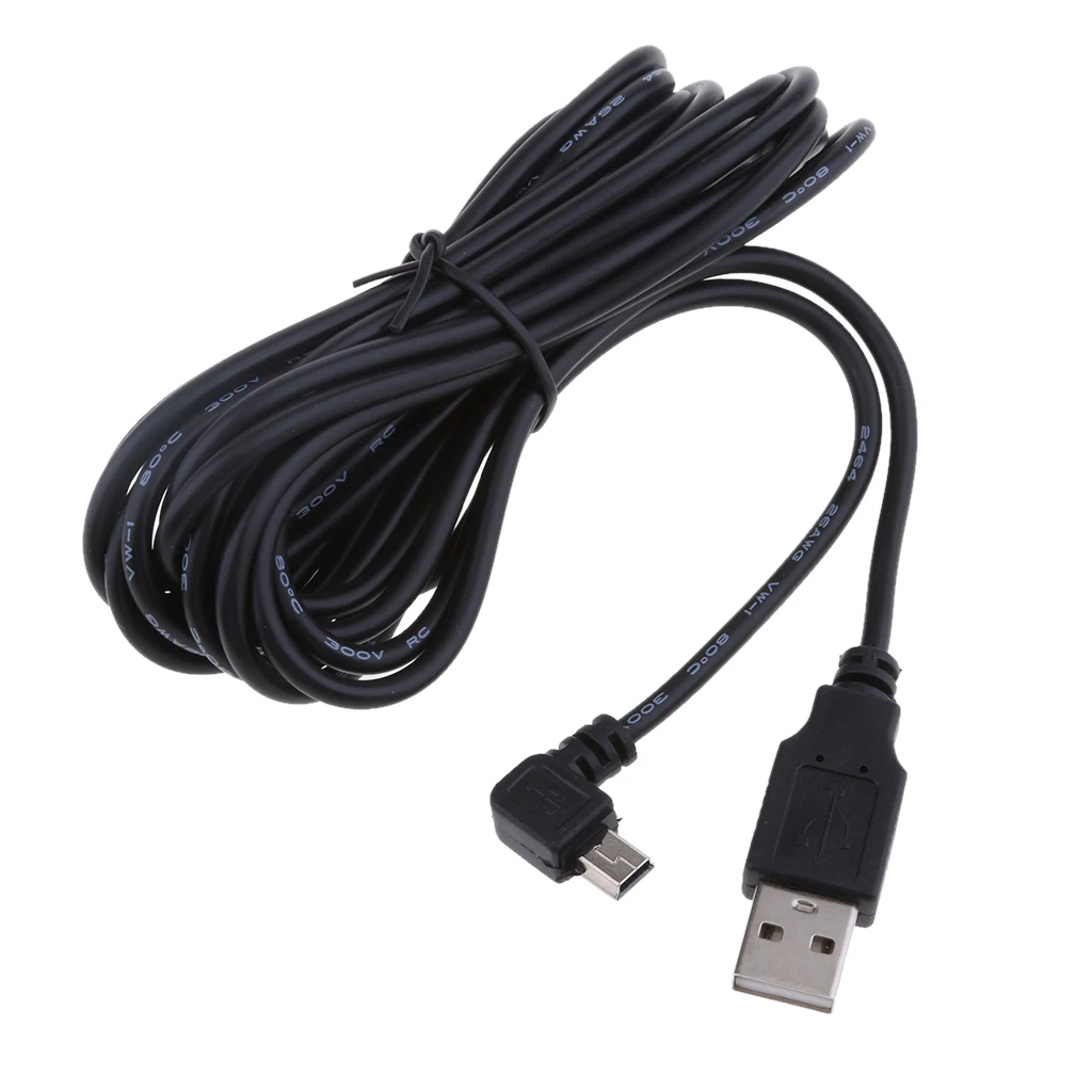 Universal 5V 2A Mini USB Chargers Cable 90 Degrees Right Head DVR GPS Charging Cables Easy Use