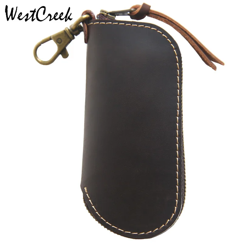

WESTCREEK Brand Genuine Leather Vintage Unisex Key Wallets Fashion Organizer Crazy Horse Skin Man Keys Holder Housekeeper