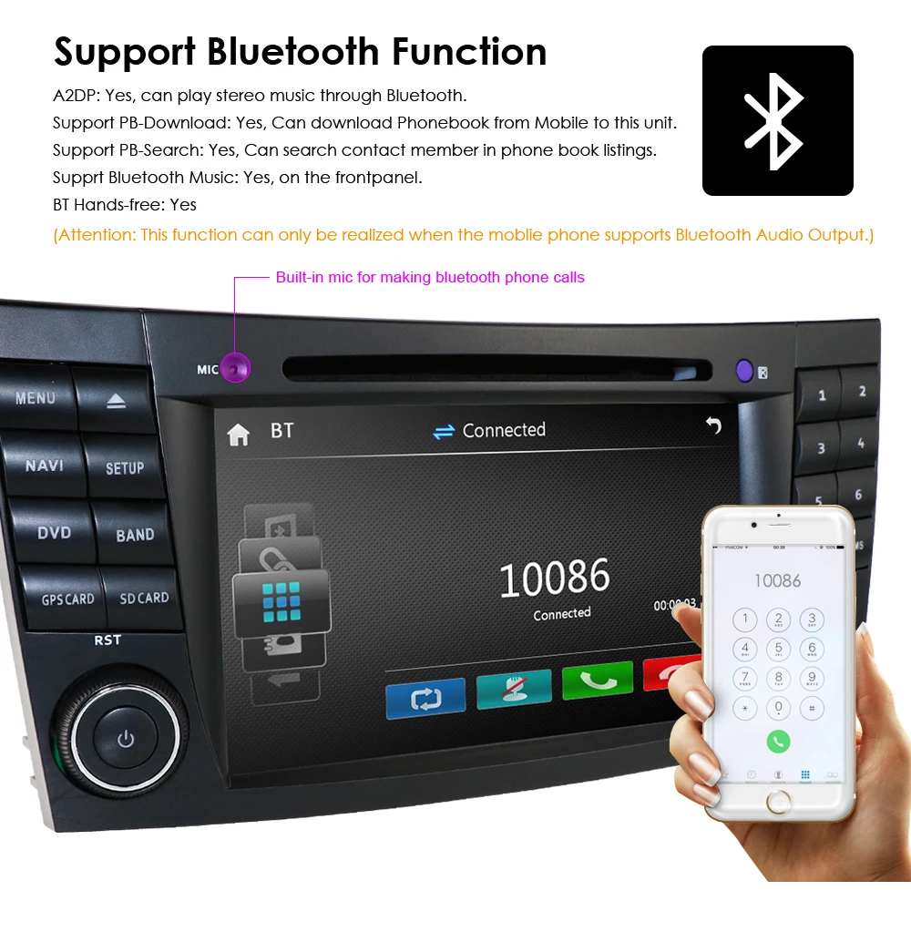 Discount Two2 Din 7 Inch Car DVD Player For Mercedes/Benz/E-Class/W211/E200/E220/E300/E350 SD USB GPS Radio RDS SWC TV BT EQ MAP Rear CAM 11