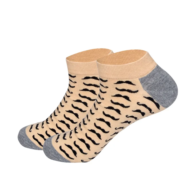 LIONZONE мужские деловые невидимые носки-лодочки, геометрические треугольные ромбовидные прямоугольные черные носки с квадратным блоком, EUR40-46 - Цвет: Moustache