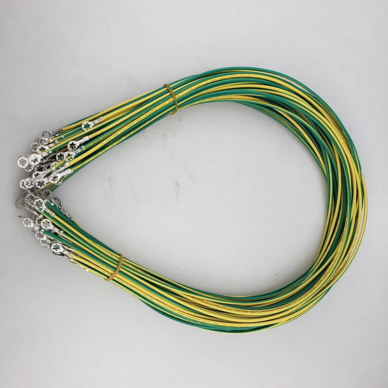 

Yellow-Green Grounding Wire with Ring Terminals 16 AWG Copper PV Cabinet Bridge Leakage Earth Cables 50pc/lot